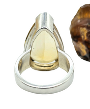 Load image into Gallery viewer, AAA Citrine Ring, Sterling Silver, Size M, Pear Faceted, 18 carats, November Birthstone, Money Stone, Success Gemstone, Abundance Gem - GemzAustralia 