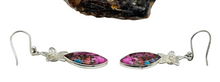 Load image into Gallery viewer, Pink Opal &amp; Oyster Turquoise Flower Earrings, Sterling Silver, Marquise Shaped, Love Stone, Copper Turquoise - GemzAustralia 
