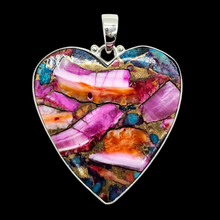 Load image into Gallery viewer, Statement Pink Opal &amp; Oyster Turquoise Pendant, Heart, Sterling Silver, Copper Turquoise, Love Stone, Heart Chakra, Hope and Courage Stone - GemzAustralia 