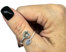 Load image into Gallery viewer, Green Amethyst Wrap Around Leaf Ring, Size 8, Sterling Silver, Prasiolite Gemstone, Powerful Protection Stone, Spiritual - GemzAustralia 