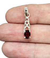 Load image into Gallery viewer, Celtic Garnet Pendant, Sterling Silver, January Birthstone, Oval Shaped, Aquarius Zodiac Stone, Inspires Love &amp; Devotion - GemzAustralia 