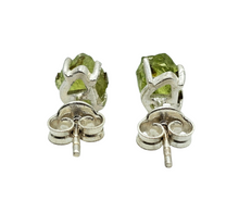 Load image into Gallery viewer, Rough Peridot Stud Earrings, Sterling Silver, August Birthstone, Raw Peridot, Destiny Stone, Visionary Crystal, 16th Anniversary Gemstone - GemzAustralia 