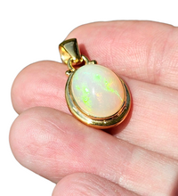 Load image into Gallery viewer, Solid African Opal Pendant, 18K Gold Plated Sterling Silver, October Birthstone, Aura Gem, Psychic Gemstone, Precognition Stone, Oval Shaped - GemzAustralia 