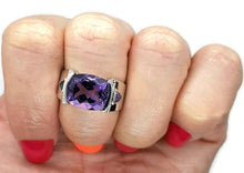 Load image into Gallery viewer, Amethyst Ring, 925 Sterling Silver Ring, White Gold Rhodium, Purple Gemstone Ring - GemzAustralia 