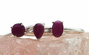 Ruby Ring, Sterling Silver, Oval, Round & Pear Shape, July Birthstone, Stacker - GemzAustralia 