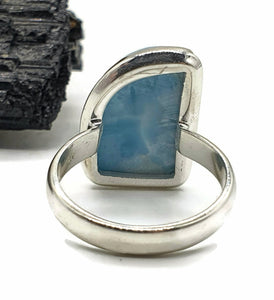 Larimar Ring, Size 8.25, Dolphin Stone, Sterling Silver, Stone of Atlantis, Spiritual - GemzAustralia 