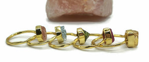 Rough Gemstone Ring, Sterling Silver, 14K gold Electroplated, Raw Gemstone - GemzAustralia 