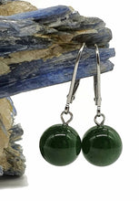 Load image into Gallery viewer, Canadian Jade Ball Earrings, Sterling Silver, Deep Green Jade Balls - GemzAustralia 