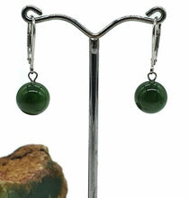 Load image into Gallery viewer, Canadian Jade Ball Earrings, Sterling Silver, Deep Green Jade Balls - GemzAustralia 
