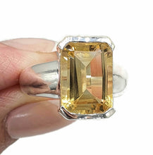 Load image into Gallery viewer, Citrine Rectangle Ring, 4 sizes, Sterling Silver, Emerald Faceted, November Birthstone - GemzAustralia 