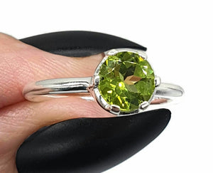 Peridot Ring, 3 Sizes, Sterling Silver, August Birthstone, Solitaire Ring - GemzAustralia 