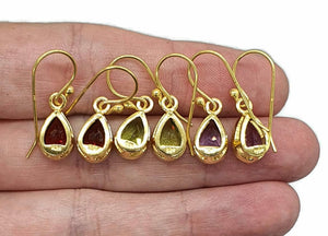 Peridot, Amethyst or Garnet Earrings, Sterling Silver, 14K gold plated - GemzAustralia 