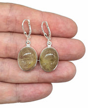 Load image into Gallery viewer, Golden Rutilated Quartz Earrings, Sterling Silver, Oval Shaped, 40 Carats, Angel Hair - GemzAustralia 