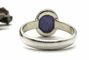 Tanzanite Ring, size 7.25, Sterling Silver, Cabochon Tanzanite, Oval Gemstone - GemzAustralia 