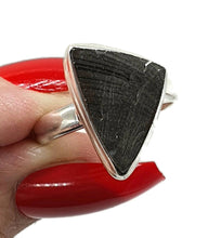 Load image into Gallery viewer, Shungite Ring, Size 8.75, Sterling Silver, Triangle Shaped, Black Lustrous Gem - GemzAustralia 