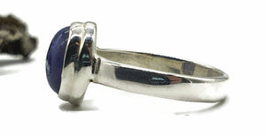 Tanzanite Ring, size 7.25, Sterling Silver, Cabochon Tanzanite, Oval Gemstone - GemzAustralia 