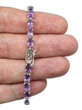 Load image into Gallery viewer, Amethyst Tennis Bracelet, Sterling Silver, Oval Shaped, February Birthstone - GemzAustralia 