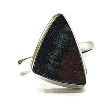 Load image into Gallery viewer, Shungite Ring, Size 8.75, Sterling Silver, Triangle Shaped, Black Lustrous Gem - GemzAustralia 