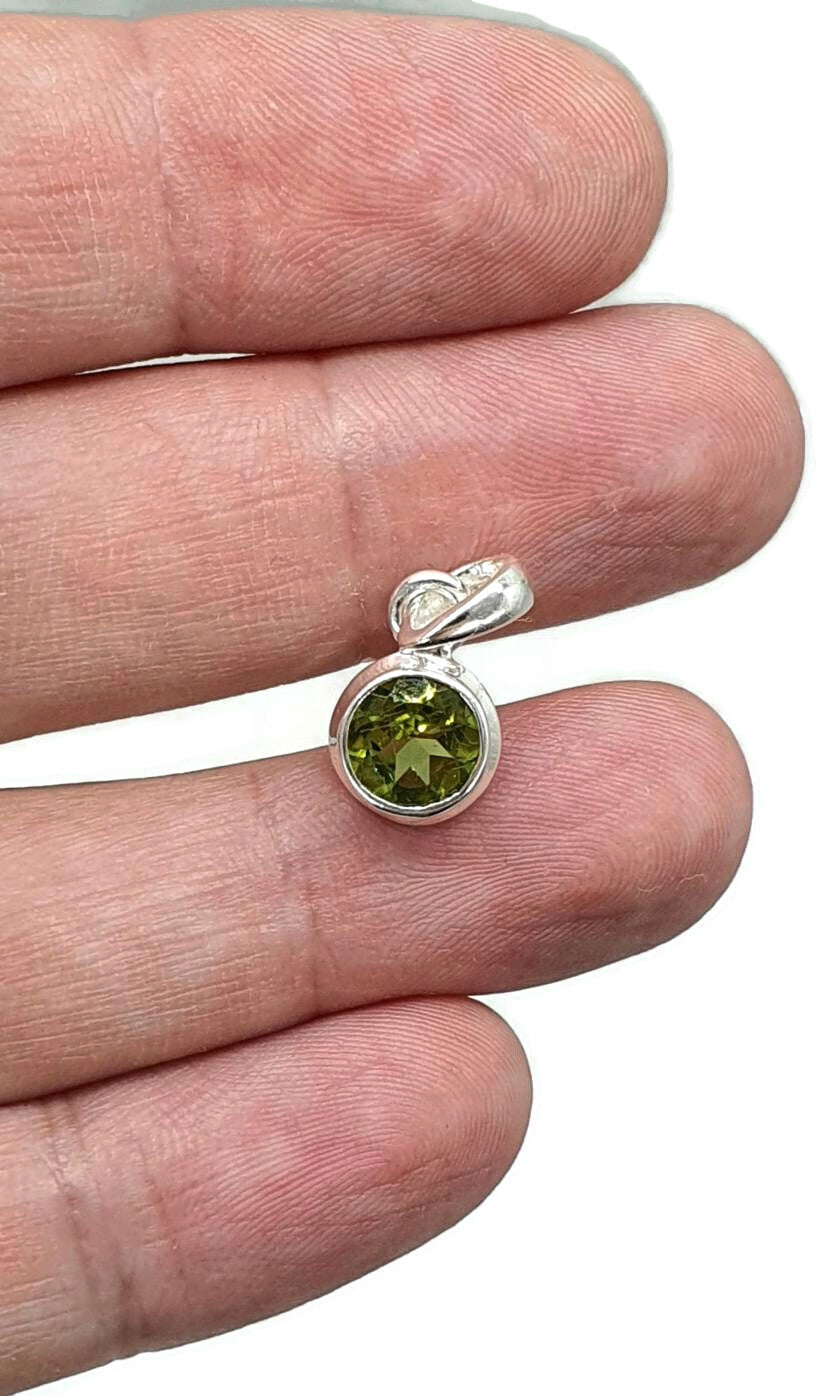 Peridot Pendant, Sterling Silver, August Birthstone, Rectangle, Round or Pear Shaped - GemzAustralia 