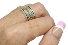 Load image into Gallery viewer, Spinner ring, Size 8.75, Sterling Silver, Solid Gold brass, Meditation Ring - GemzAustralia 
