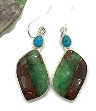 Load image into Gallery viewer, Chrysoprase &amp; Turquoise Earrings, Sterling Silver, Statement, Chalcedony - GemzAustralia 