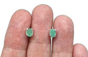 Emerald Studs, Sterling Silver, May Birthstone, Stone of Inspiration - GemzAustralia 