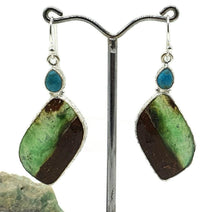 Load image into Gallery viewer, Chrysoprase &amp; Turquoise Earrings, Sterling Silver, Statement, Chalcedony - GemzAustralia 
