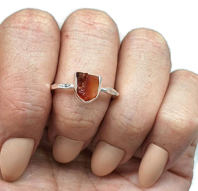 Imperial Topaz Ring, Size 9, Sterling Silver, Raw Gemstone - GemzAustralia 