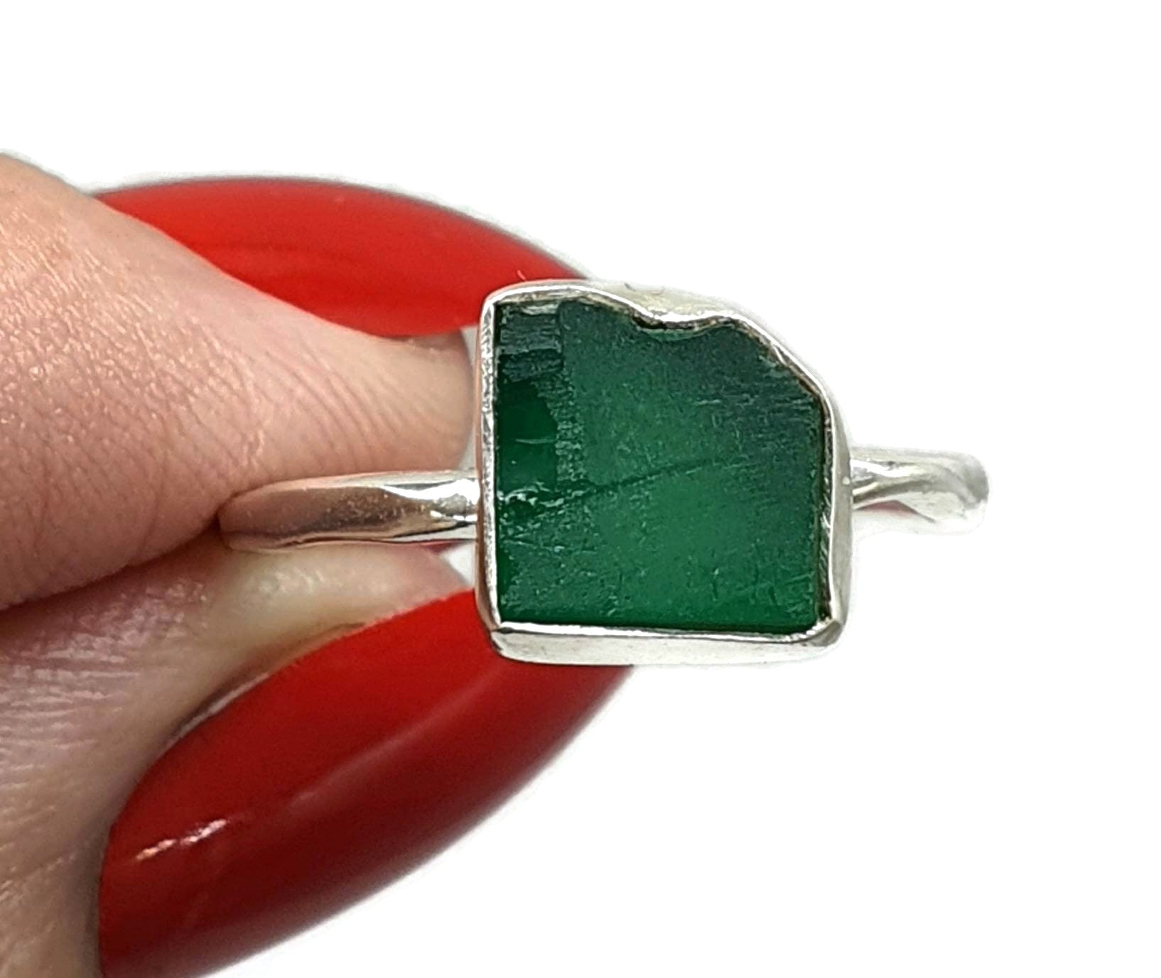 Green onyx ring sterling on sale silver