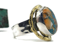 Load image into Gallery viewer, Two Tone Oyster Turquoise Ring, Size 8.75, Sterling Silver - GemzAustralia 