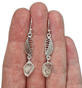 Herkimer Diamond leaf Earrings, Sterling Silver - GemzAustralia 