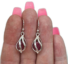 Load image into Gallery viewer, Sensational Raw Ruby Cage Earrings, July Birthstone - GemzAustralia 