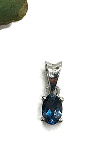 London Blue Topaz Pendant, Sterling Silver, Oval Shaped - GemzAustralia 