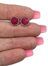 Load image into Gallery viewer, Round Ruby Studs, Sterling Silver, July Birthstone - GemzAustralia 