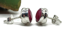 Load image into Gallery viewer, Round Ruby Studs, Sterling Silver, July Birthstone - GemzAustralia 