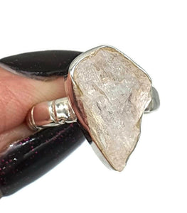 Raw Kunzite Ring, Size 7, Sterling Silver, Rough Kunzite Gemstone - GemzAustralia 