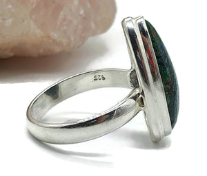 Azurite Malachite Ring, Size 8, Sterling Silver, Long Pear Shaped - GemzAustralia 