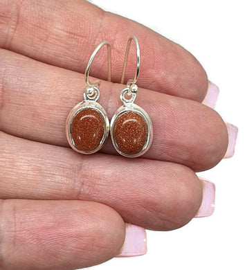 Sunstone Earrings, Oval Shaped, Sterling Silver, Stone of Leadership - GemzAustralia 