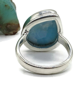 Larimar Ring, Size 8, Stone of Atlantis, Dolphin Stone, Natural Shaped - GemzAustralia 