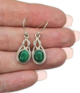 Malachite Earrings, Sterling Silver, Oval Shaped, Rich Green Gemstone, Visionary Stone - GemzAustralia 