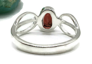 Garnet Ring, Size 8, Sterling Silver, January Birthstone, Oval Facet, Energy Stone - GemzAustralia 