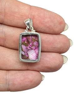 Pink Opal & Oyster Turquoise Pendant, Sterling Silver, Rectangle Shaped - GemzAustralia 