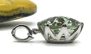 Prasiolite Pendant, Oval shaped, Sterling Silver, Green Amethyst Gemstone, Spiritual Stone - GemzAustralia 