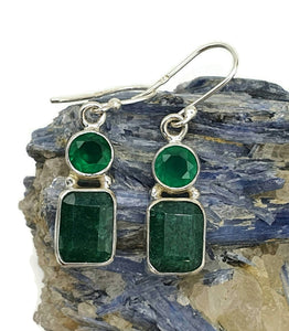 Emerald & Green Chalcedony Earrings, Sterling Silver, May Birthstone - GemzAustralia 
