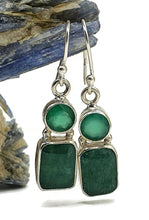 Load image into Gallery viewer, Emerald &amp; Green Chalcedony Earrings, Sterling Silver, May Birthstone - GemzAustralia 