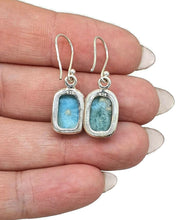 Load image into Gallery viewer, Larimar Earrings, Dolphin Stone, Stone of Atlantis, Sterling Silver, Rectangle Shape - GemzAustralia 