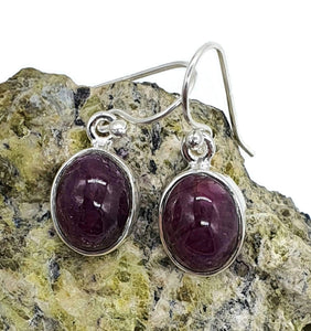 Ruby Earrings, Sterling Silver, July Birthstone, 14 carats, Oval Shaped, Energy Stone - GemzAustralia 