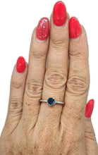 Load image into Gallery viewer, London Blue Topaz Ring, Size 8 Sterling Silver, Round Shaped Solitaire Ring - GemzAustralia 