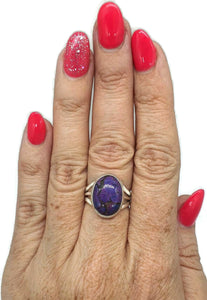 Purple Turquoise Ring, Size 7, Sterling Silver, Oval Shaped, Split Band Ring - GemzAustralia 