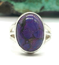 Load image into Gallery viewer, Purple Turquoise Ring, Size 7, Sterling Silver, Oval Shaped, Split Band Ring - GemzAustralia 